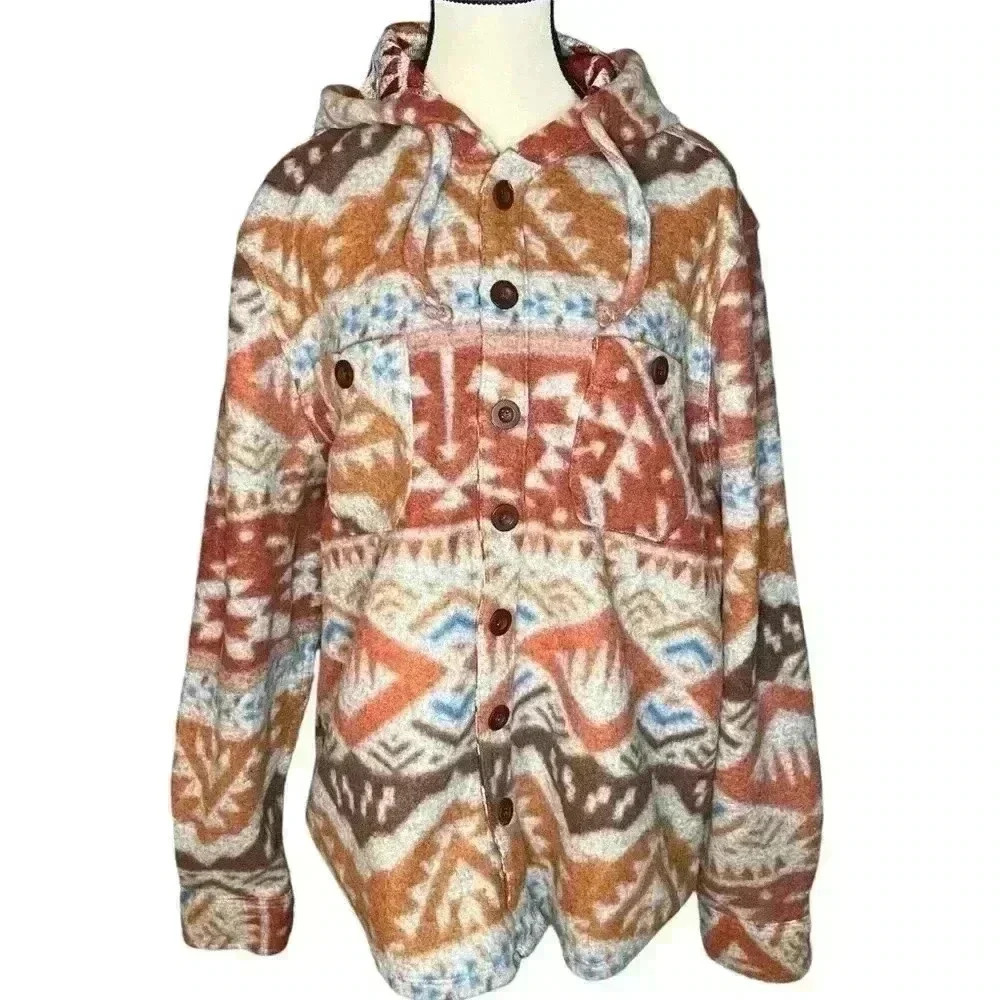 Raw Yarn Industries Fleece Shacket Women’s Men’s Size Large Southwest Aztec